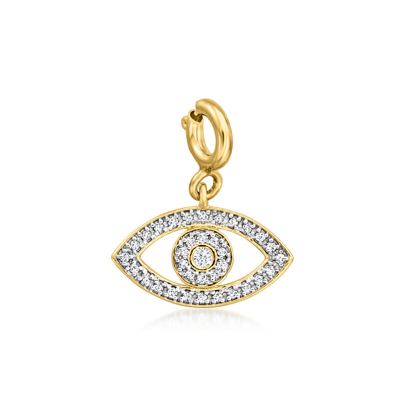 .10 ct. t.w. Diamond Evil Eye Charm in 18kt Gold Over Sterling  image number 0