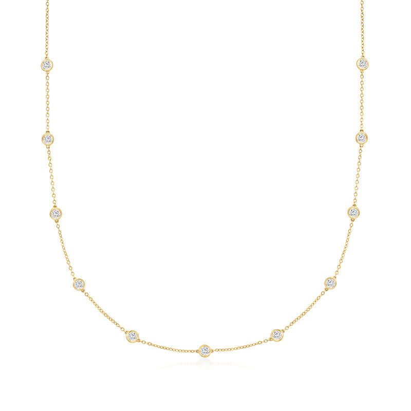 2.00 ct. t.w. Bezel-Set Lab-Grown Diamond Station Necklace in 14kt Yellow Gold image number 0