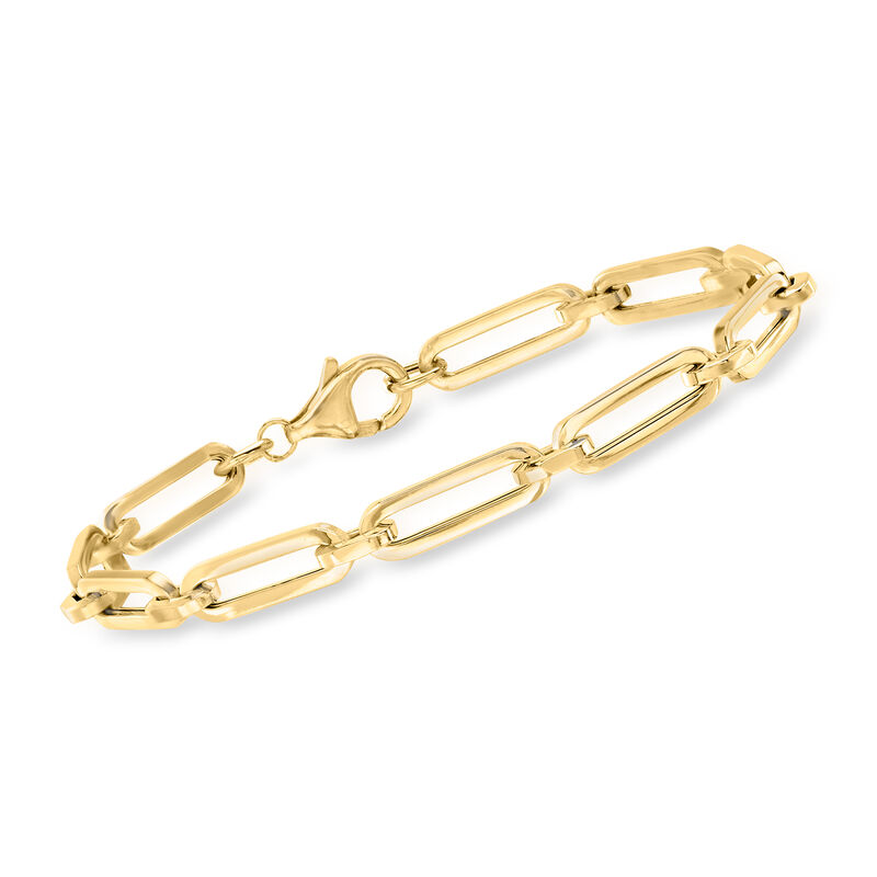 Italian 18kt Yellow Gold Paper Clip Link Bracelet image number 0