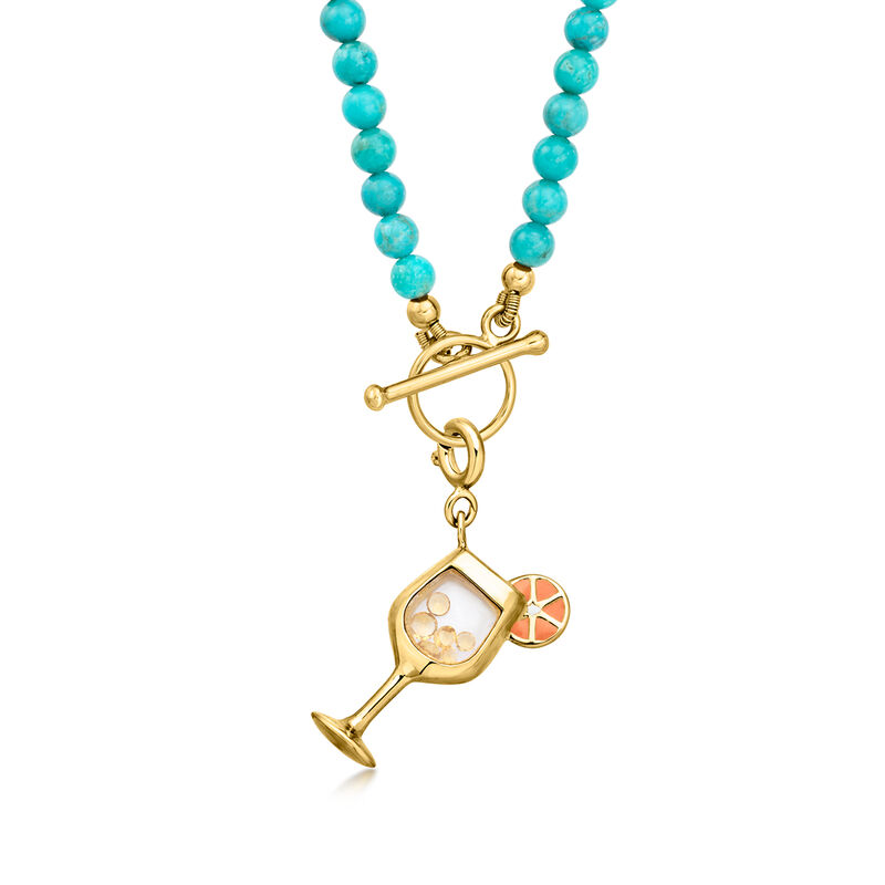 .20 ct. t.w. Citrine Tropical Drink Charm with Orange and White Enamel in 18kt Gold Over Sterling image number 2