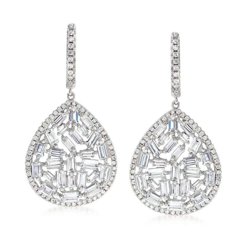 5.45 ct. t.w. CZ Mosaic Teardrop Earrings in Sterling Silver  image number 0