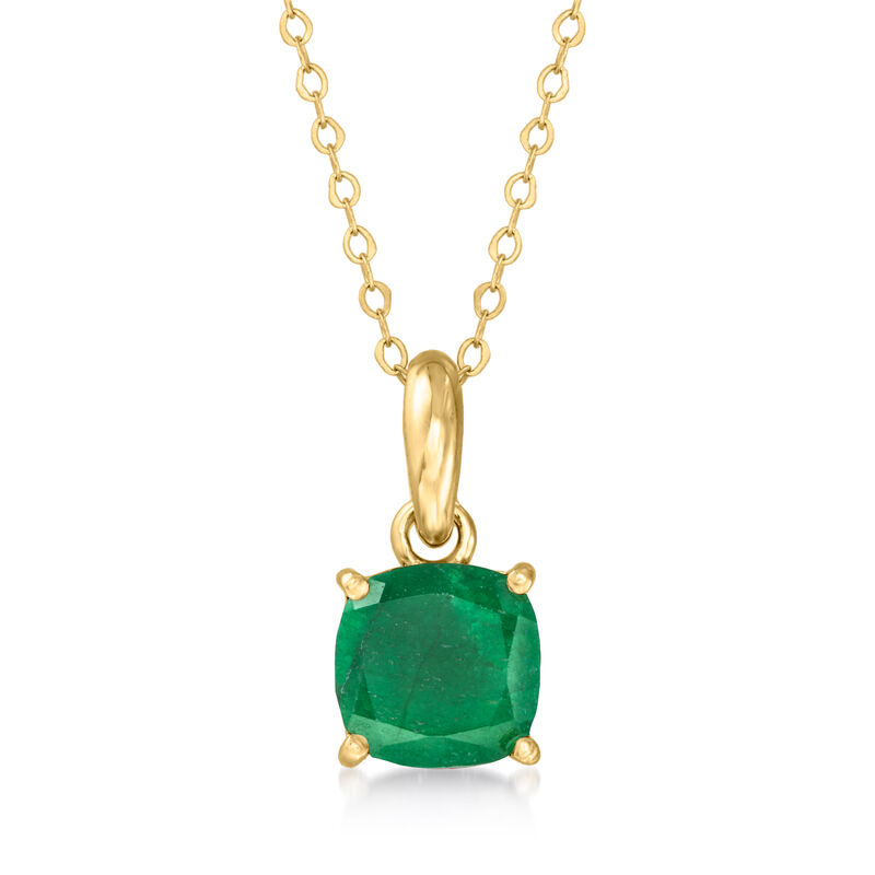 1.60 Carat Emerald Pendant Necklace in 10kt Yellow Gold. 16&quot; image number 1