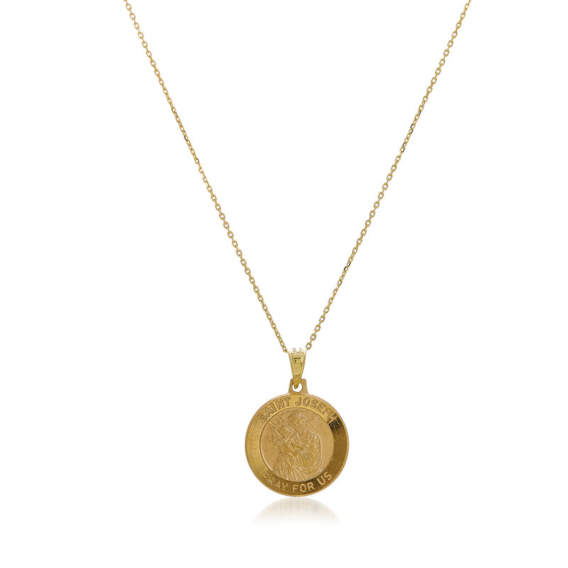 14kt Yellow Gold St. Joseph Medal Pendant Necklace. 18&quot; image number 0