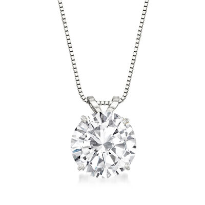 3.00 Carat CZ Solitaire Necklace in 14kt White Gold