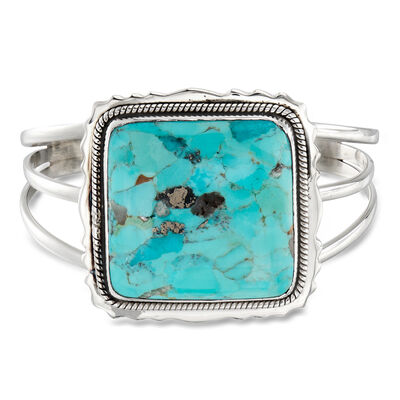 Turquoise Square Cuff Bracelet in Sterling Silver