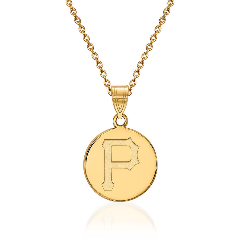 14kt Yellow Gold MLB Pittsburgh Pirates Disc Pendant Necklace. 18&quot; image number 0