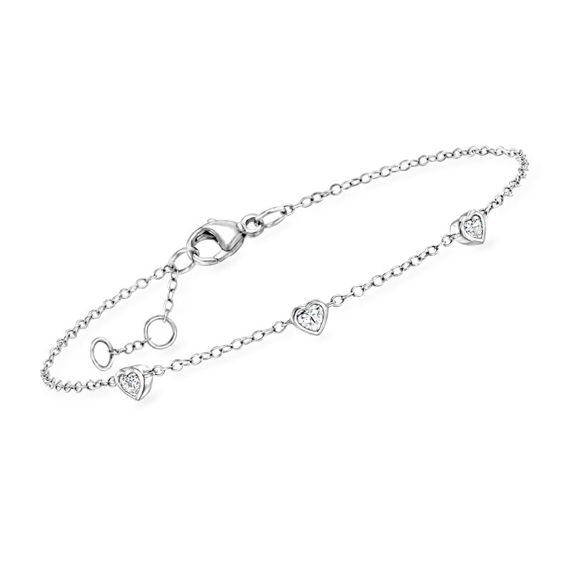 .25 ct. t.w. Heart-Shaped Lab-Grown Diamond Station Bracelet in 14kt White Gold. 6.5&quot; image number 0
