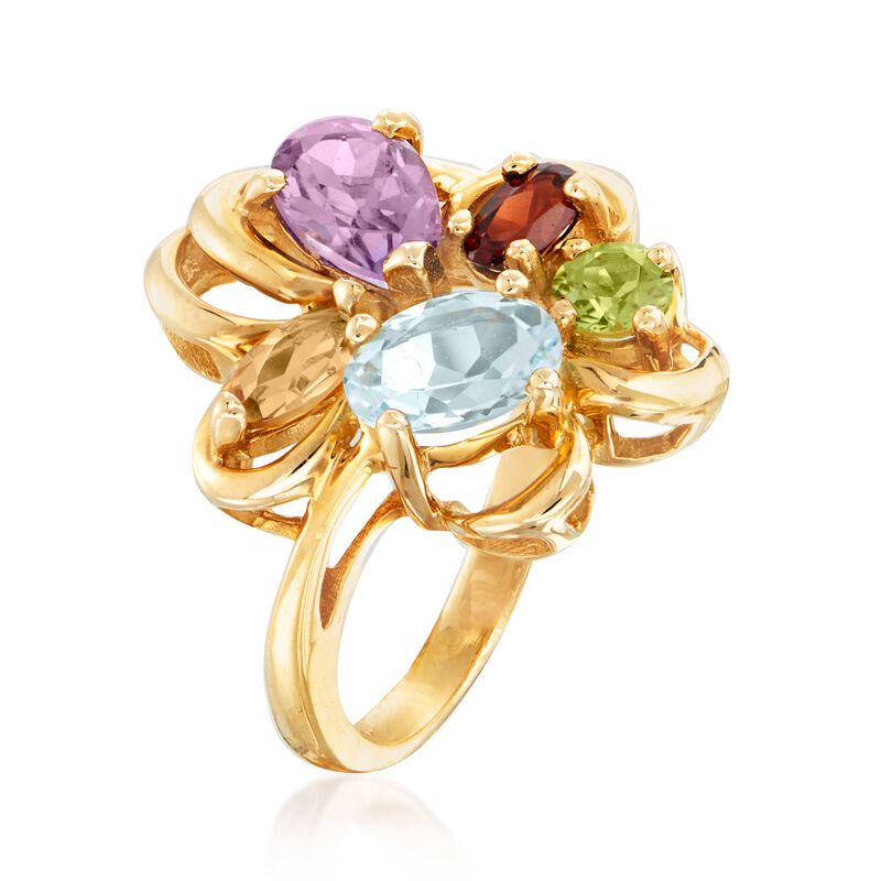 C. 1980 Vintage 2.40 ct. t.w. Multi-Gem Ring in 14kt Yellow Gold image number 2
