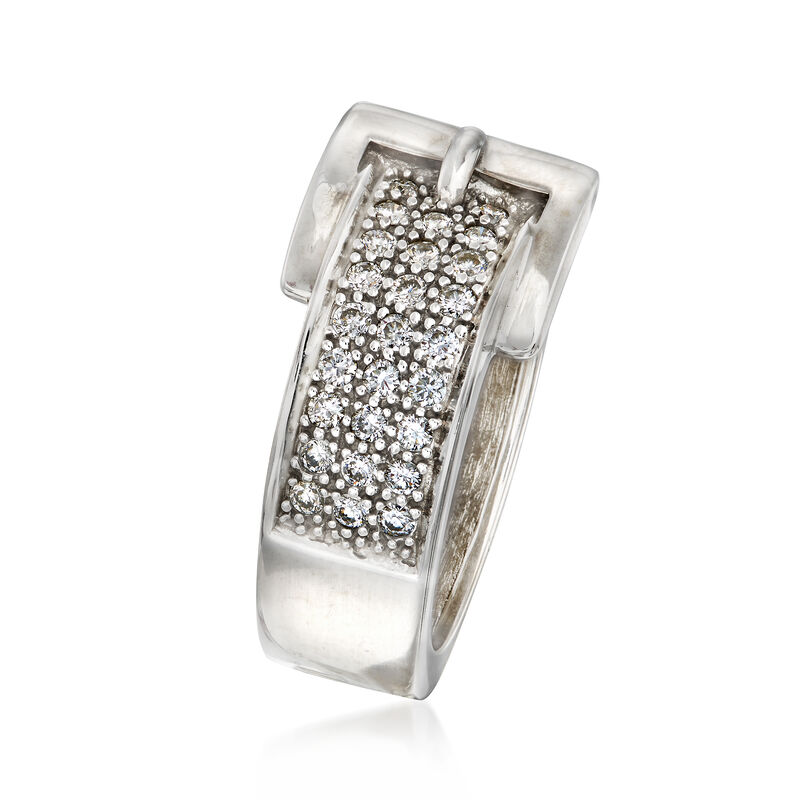 C. 1980 Vintage .80 ct. t.w. Diamond Buckle Ring in 14kt White Gold. Size 8 image number 2