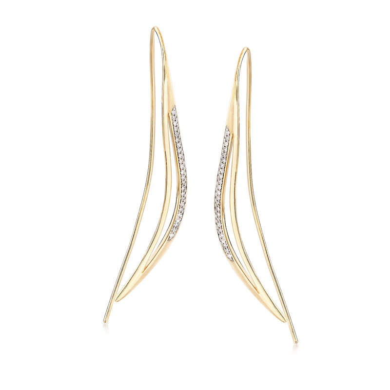 .14 ct. t.w. Diamond Curved Earrings in 14kt Yellow Gold image number 0