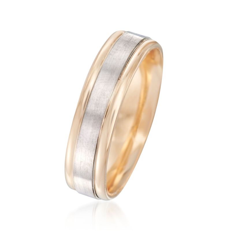 Men's 6mm 14kt Two-Tone Gold Wedding Ring image number 1