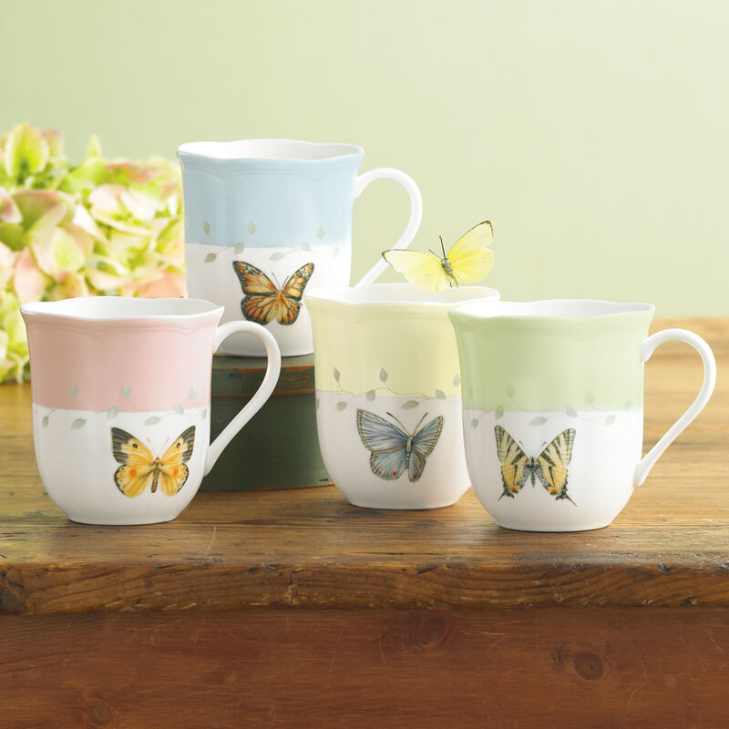 Lenox &quot;Butterfly Meadow&quot; Set of 4 Colorful Porcelain Dessert Dinnerware image number 2