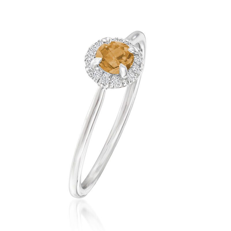 Gabriel Designs .23 Carat Orange Citrine Halo Ring with Diamonds in 14kt White Gold image number 2
