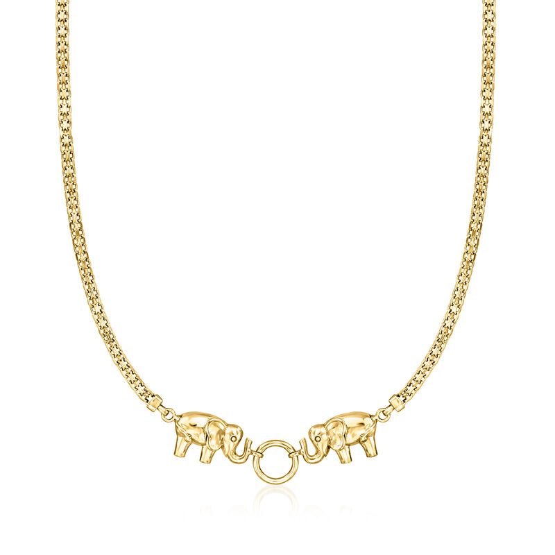 18kt Gold Over Sterling Elephants Necklace. 18&quot; image number 1