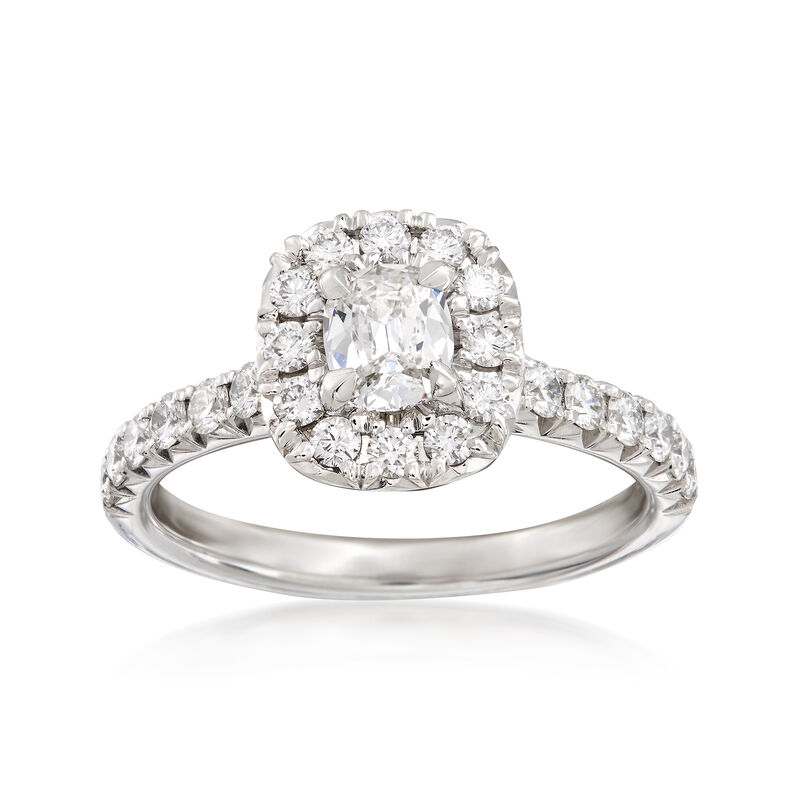 Henri Daussi .99 ct. t.w. Diamond Halo Engagement Ring in 18kt White Gold image number 0