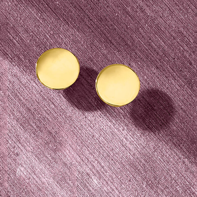 Italian 14kt Yellow Gold Flat Circle Stud Earrings image number 2
