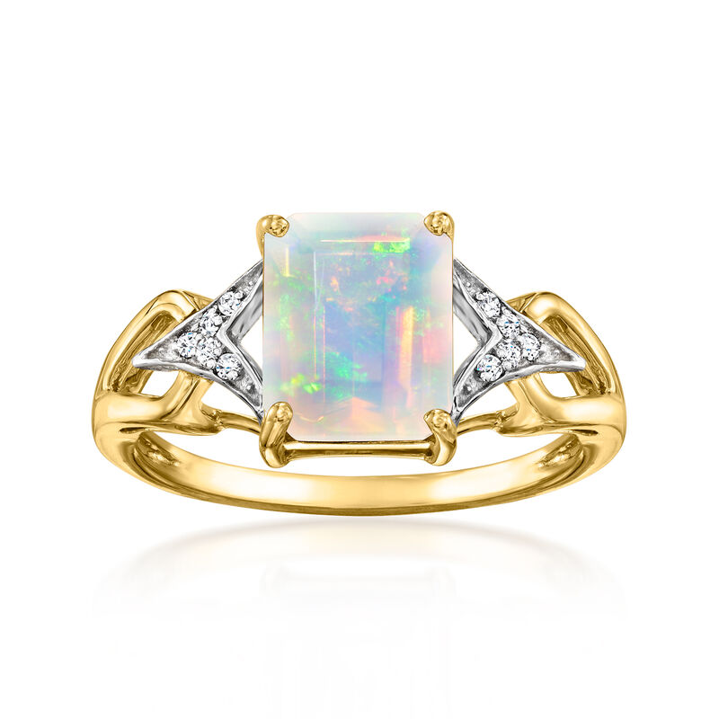Opal Ring with Diamonds in 14kt Yellow Gold image number 0
