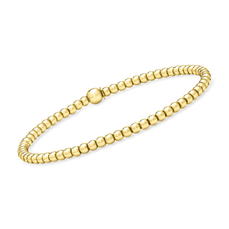 Italian 18kt Gold Vermeil Jewelry Set: Three 3-5mm Bead Stretch Bracelets image number 5