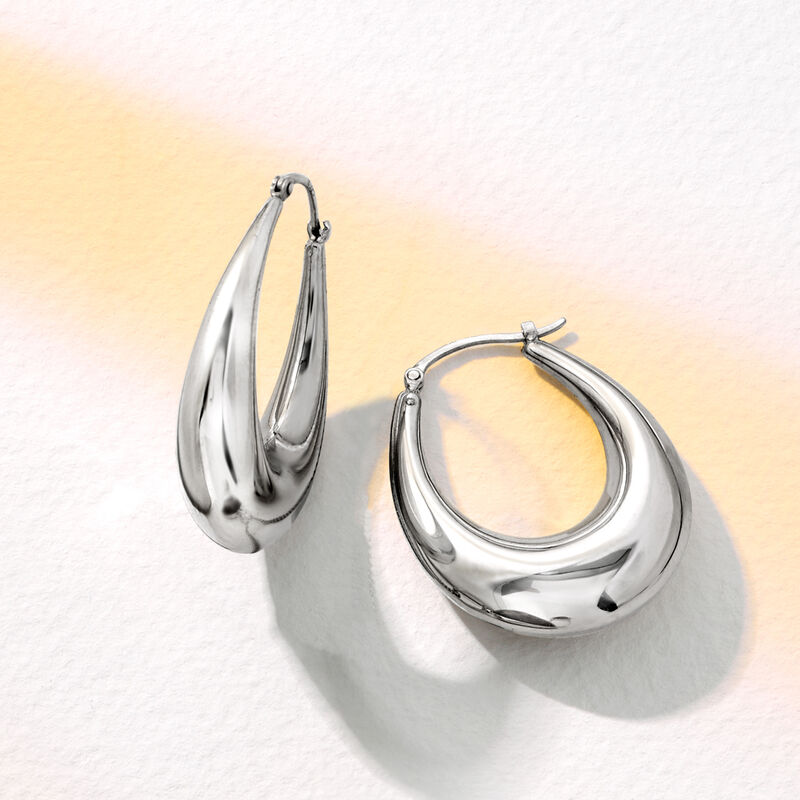 Sterling Silver Graduated Hoop Earrings. 1 1/4&quot; image number 3