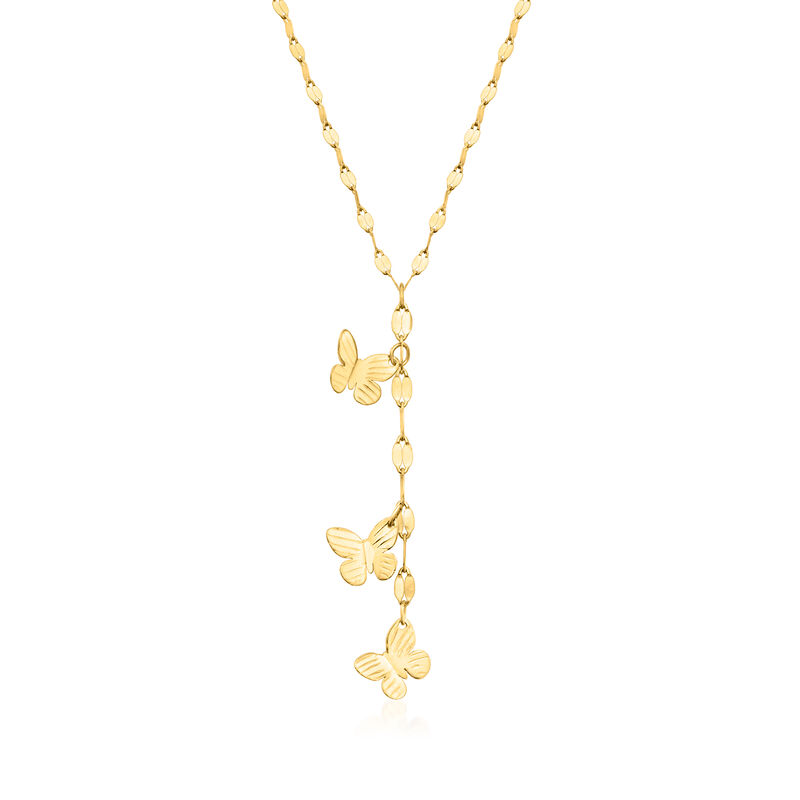 Italian 14kt Yellow Gold Butterfly Lariat Necklace image number 0