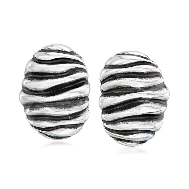 Zina Sterling Silver &quot;Waves&quot; Button Clip-On Earrings image number 0