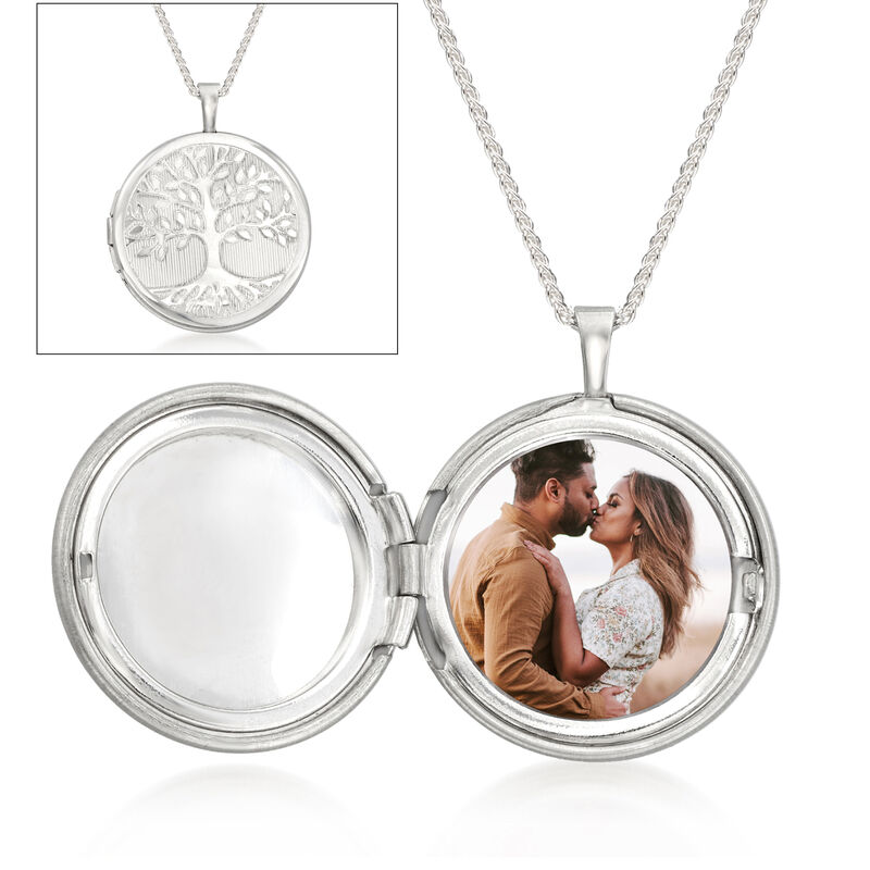 Personalized Photo Tree of Life Locket Pendant Necklace in Sterling Silver image number 0