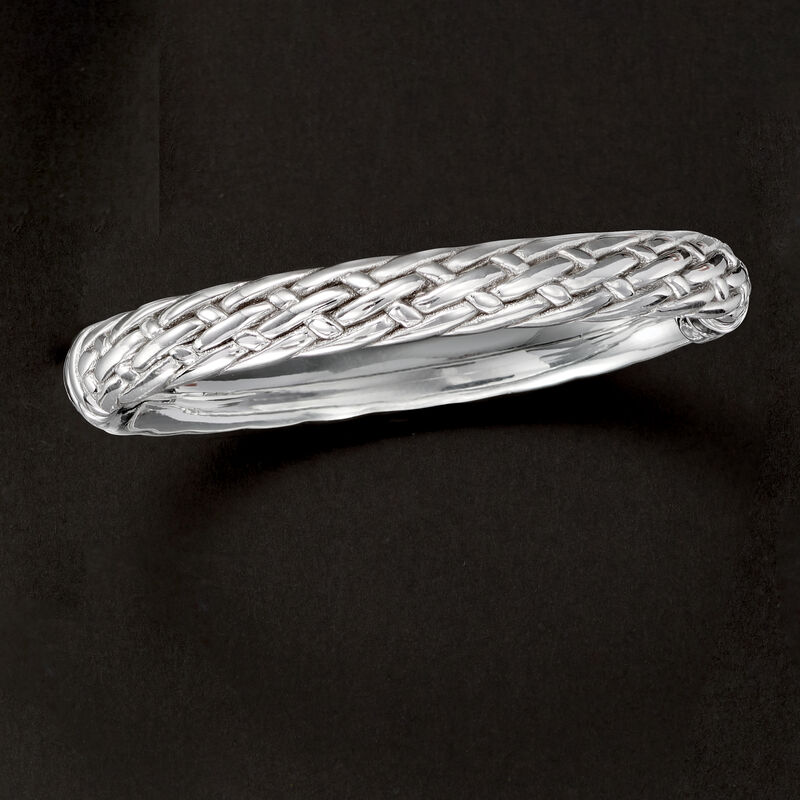 Sterling Silver Basketweave Bangle Bracelet image number 2