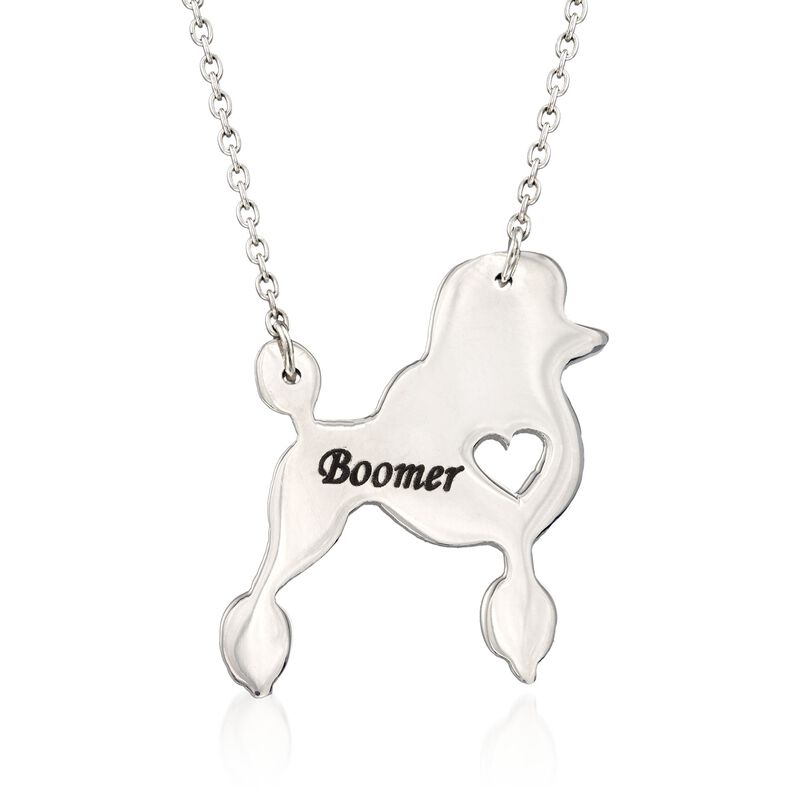 Sterling Silver Poodle Dog Name Necklace. 18.5&quot; image number 1