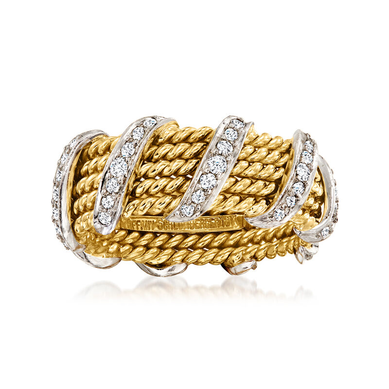 C. 1980 Vintage Tiffany Jewelry &quot;Schlumberger&quot; .60 ct. t.w. Diamond Ring in 18kt Yellow Gold and Platinum image number 0