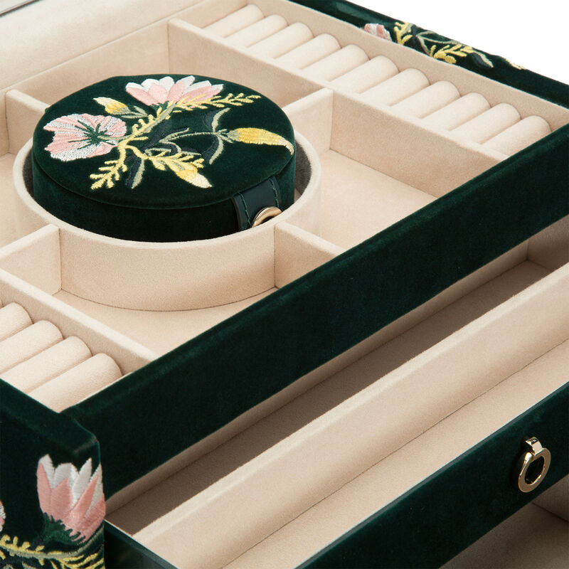 WOLF &quot;Zoe&quot; Forest Green Velvet Medium Jewelry Box image number 3