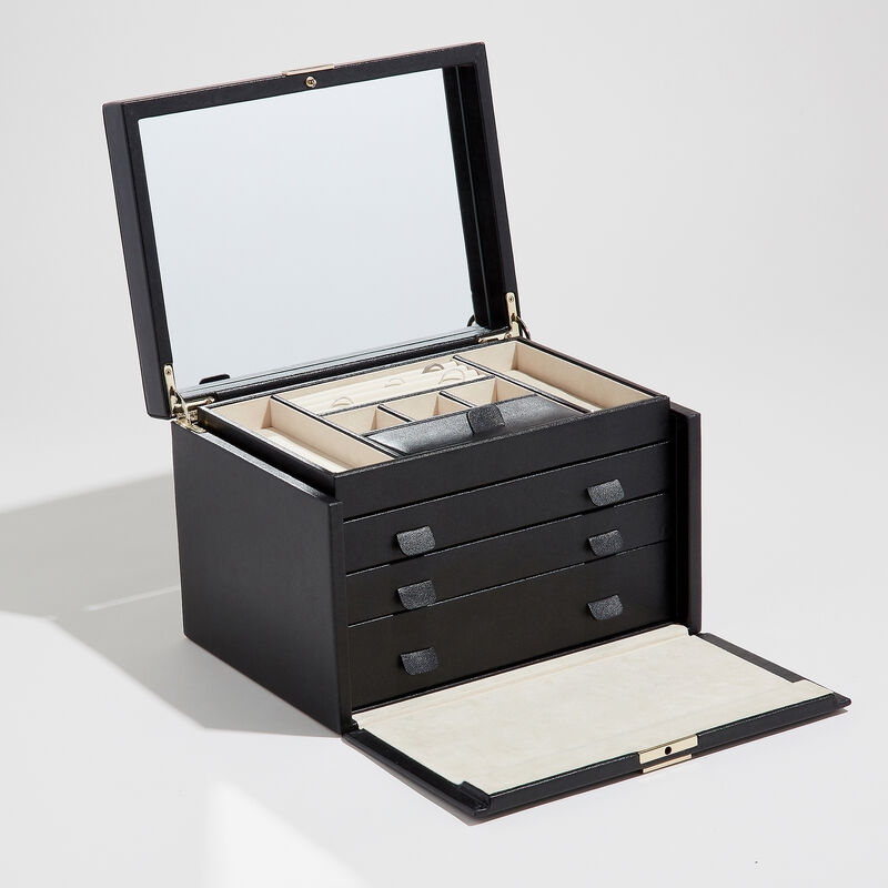 WOLF &quot;Palermo&quot; Black Leather Large Jewelry Box image number 4