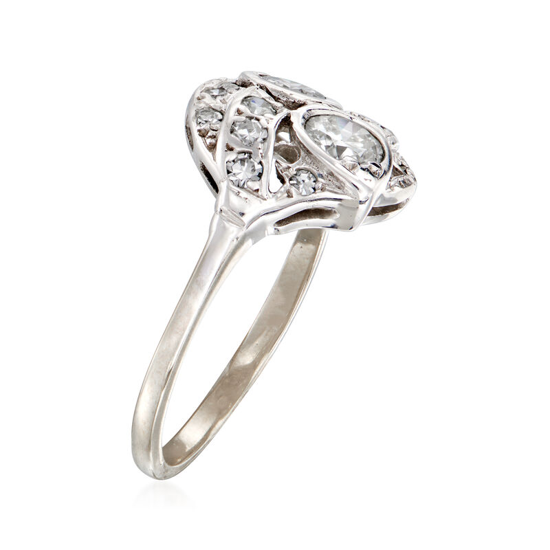 C. 1950 Vintage .80 ct. t.w. Diamond Cluster Ring in 14kt White Gold image number 2