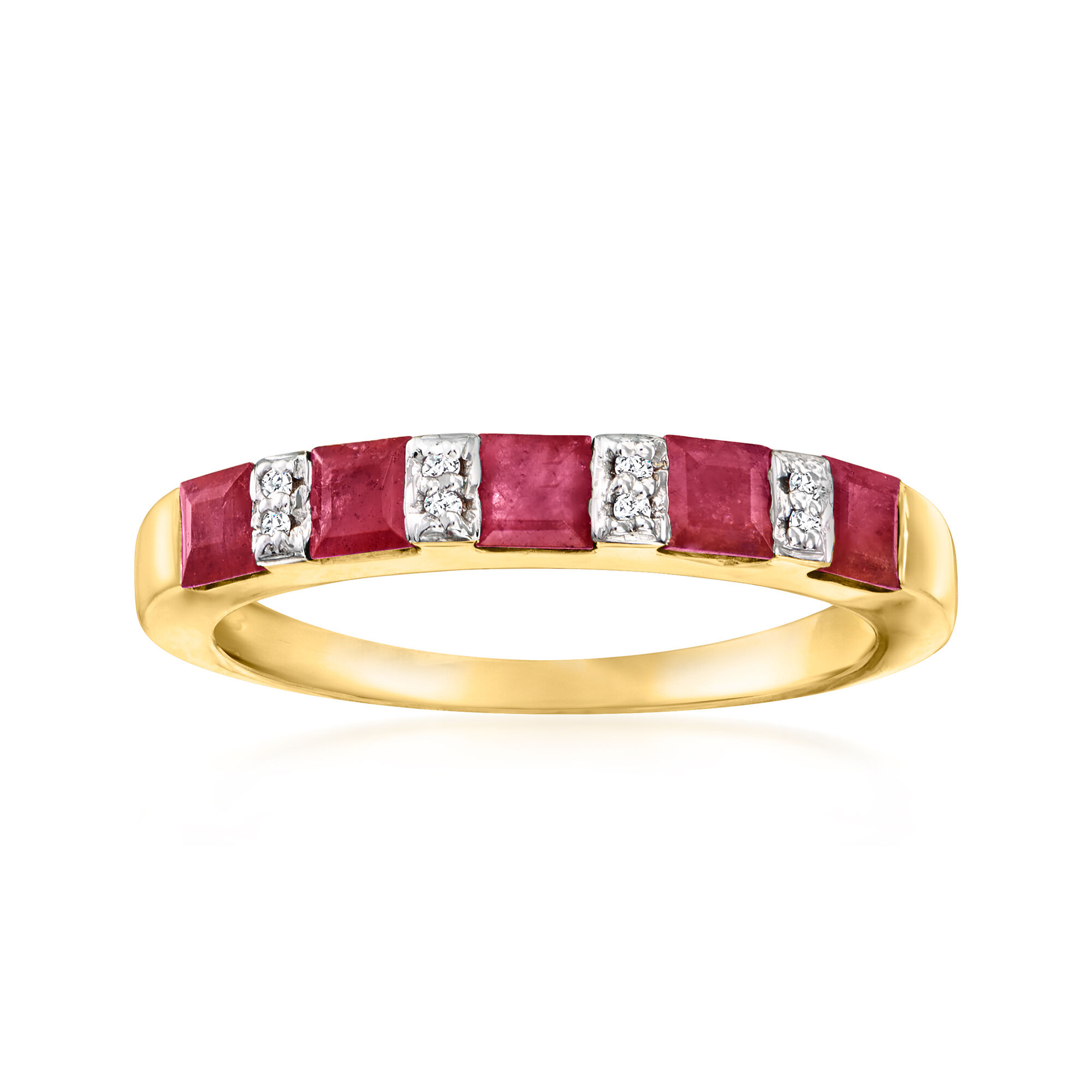 1.20 ct. t.w. Ruby Ring with Diamonds in 18kt Gold Over Sterling