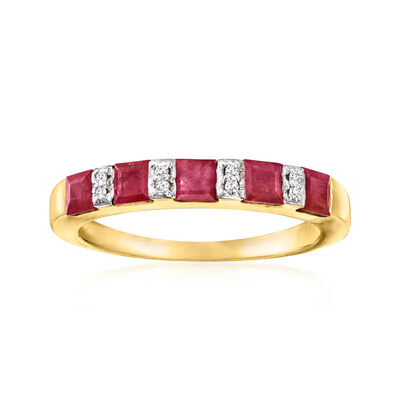 1.20 ct. t.w. Ruby Ring with Diamonds in 18kt Gold Over Sterling