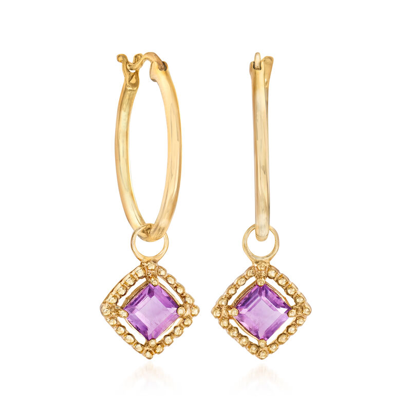4.80 ct. t.w. Multi-Gemstone Interchangeable Charm Hoop Earrings in 18kt Gold Over Sterling. 1 1/4&quot; image number 4