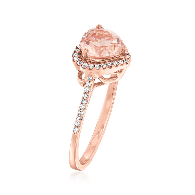 1.00 ct. t.w. Pink Morganite and .15 ct. t.w. Diamond Heart Ring in 14kt Rose Gold image number 2