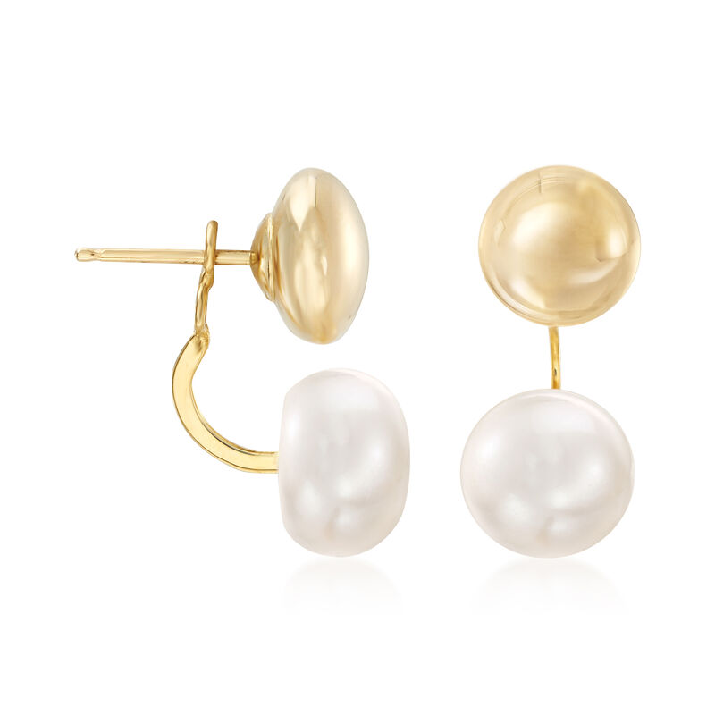 8.5mm Cultured Pearl and 14kt Yellow Gold Stud Earrings. image number 2