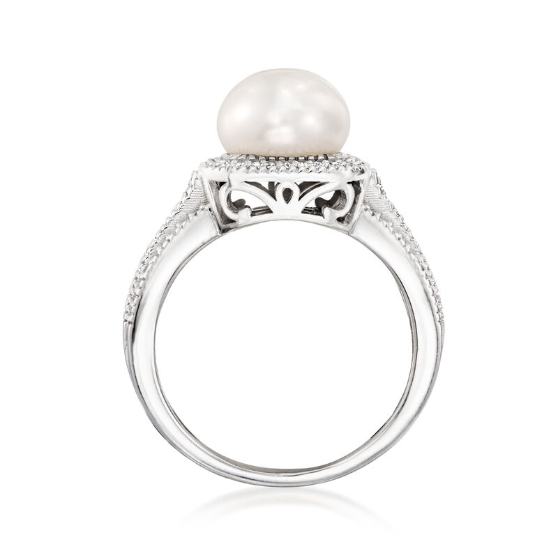 7-7.5mm Cultured Mabe Pearl and .35 ct. t.w. Diamond Ring in Sterling Silver image number 3