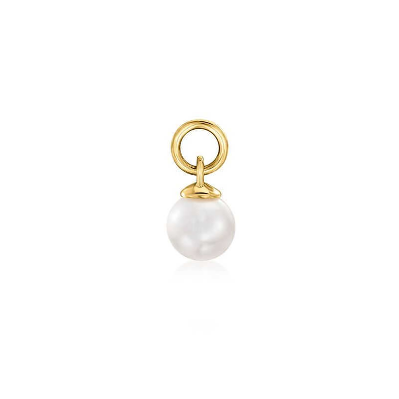 4-4.5mm Cultured Pearl Single Hoop Charm in 14kt Yellow Gold  image number 0