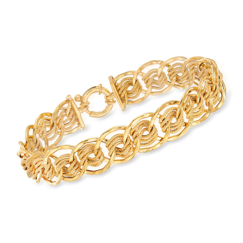 Italian 14kt Yellow Gold Multi-Circle Link Bracelet image number 0