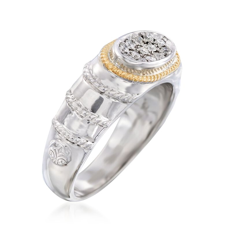 Andrea Candela &quot;Eco&quot; .15 ct. t.w. Diamond Ring in 18kt Yellow Gold and Sterling Silver image number 2