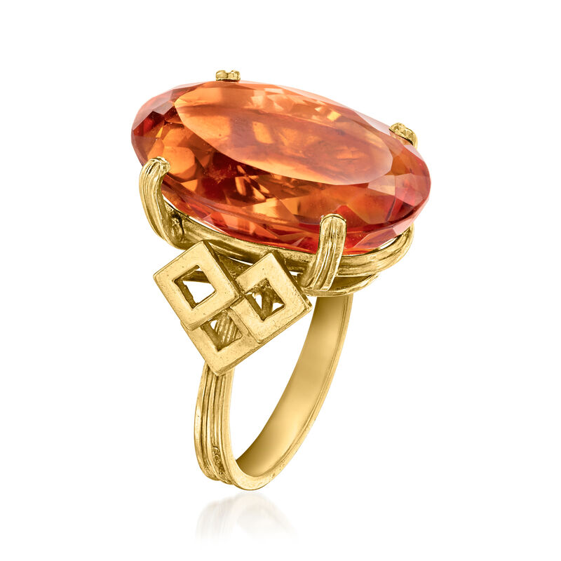 C. 1970 Vintage 10.50 Carat Orange Citrine Ring in 18kt Yellow Gold image number 2