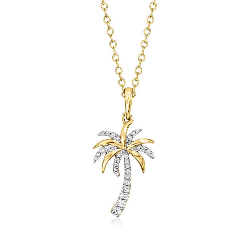 .10 ct. t.w. Diamond Palm Tree Pendant Necklace in 14kt Yellow Gold image number 0