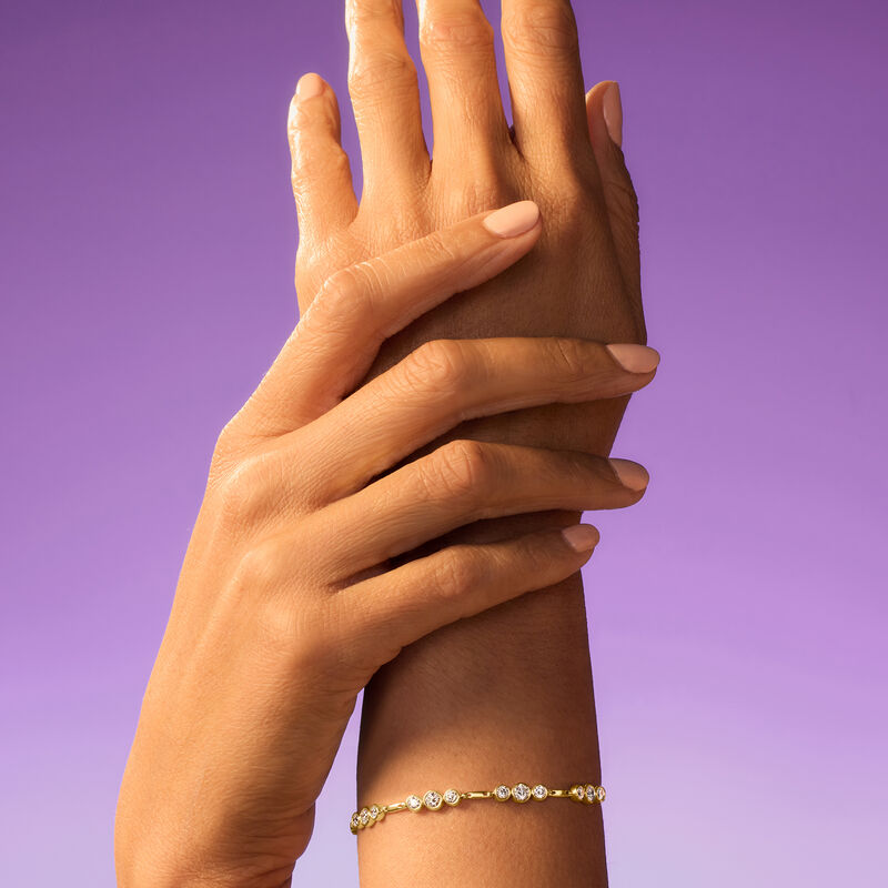 3.00 ct. t.w. Bezel-Set Lab-Grown Diamond Station Bracelet in 14kt Yellow Gold. 7" image number 5