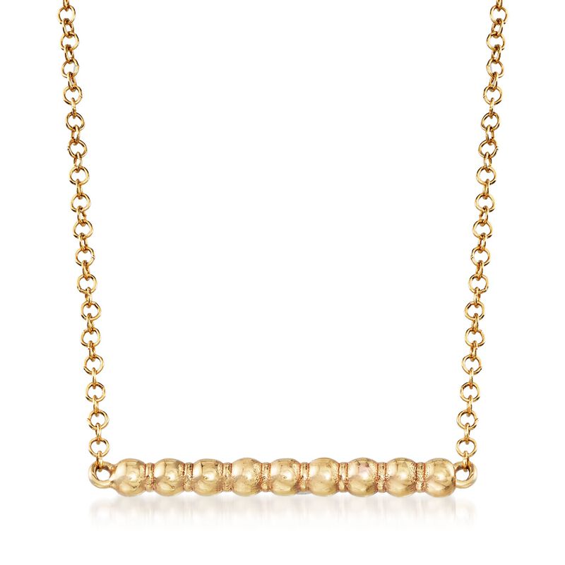 Italian 14kt Yellow Gold Beaded Bar Necklace image number 0