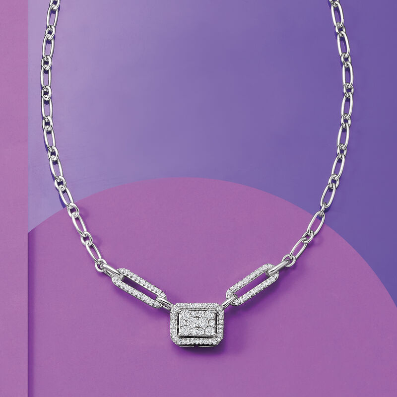 .50 ct. t.w. Diamond Cluster Necklace in Sterling Silver image number 2