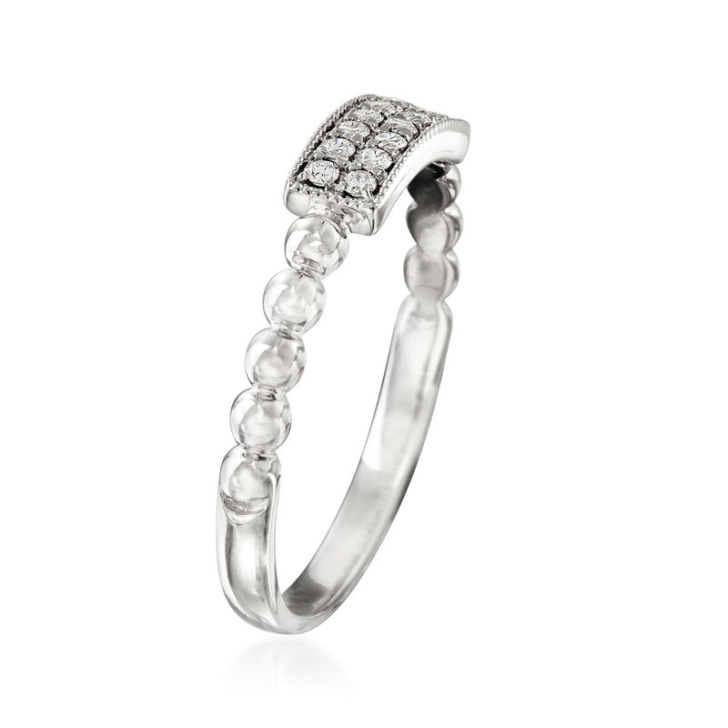 .12 ct. t.w. Diamond Two-Row Milgrain and Beaded Ring in 14kt White Gold image number 2