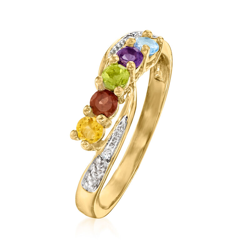 Personalized Birthstone Ring with Diamond Accents in 14kt Gold image number 4
