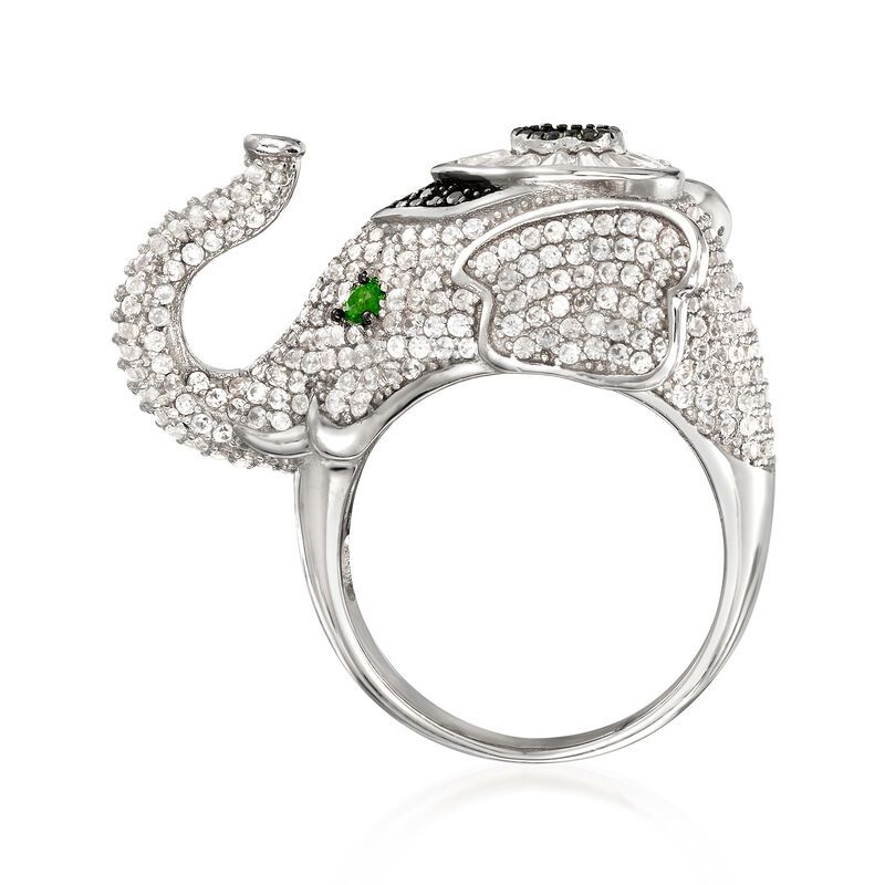 4.27 ct. t.w. Multi-Stone Elephant Ring in Sterling Silver image number 3