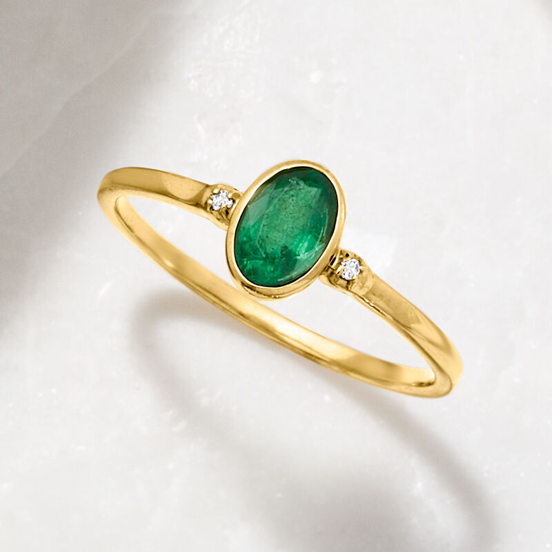 .50 Carat Emerald Ring with Diamonds in 14kt Yellow Gold. Size 9 image number 2